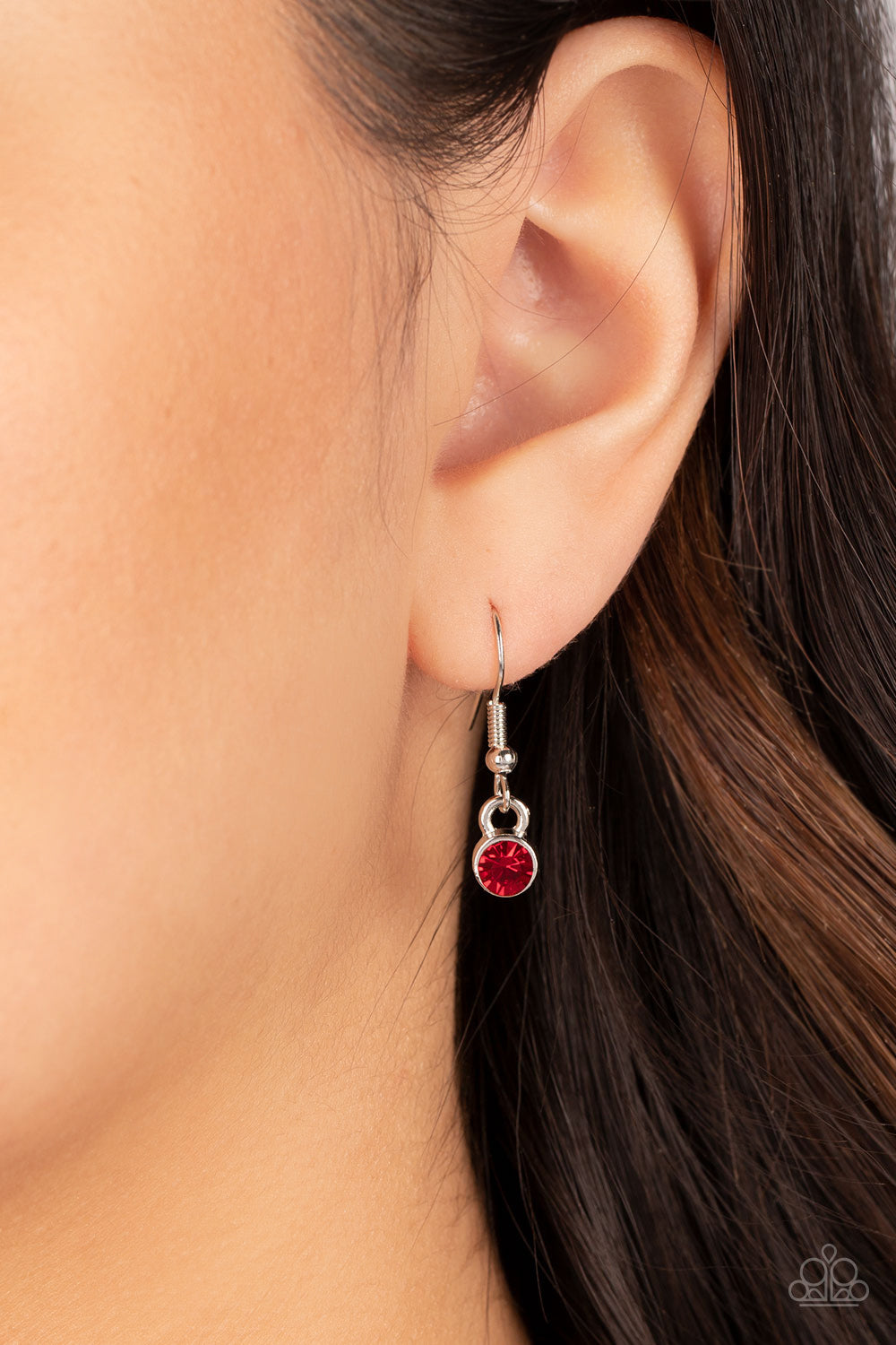 Dainty Darling Heart - Silver with Red Gem Necklace