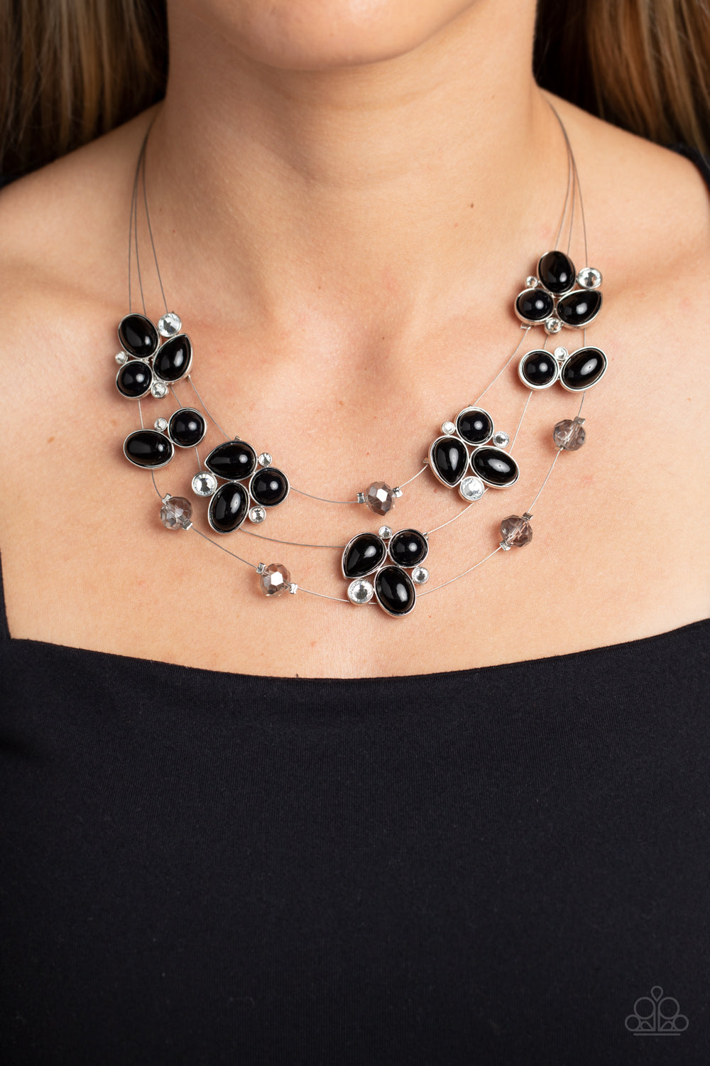 Snow Angels Necklace -Silver w/ Black