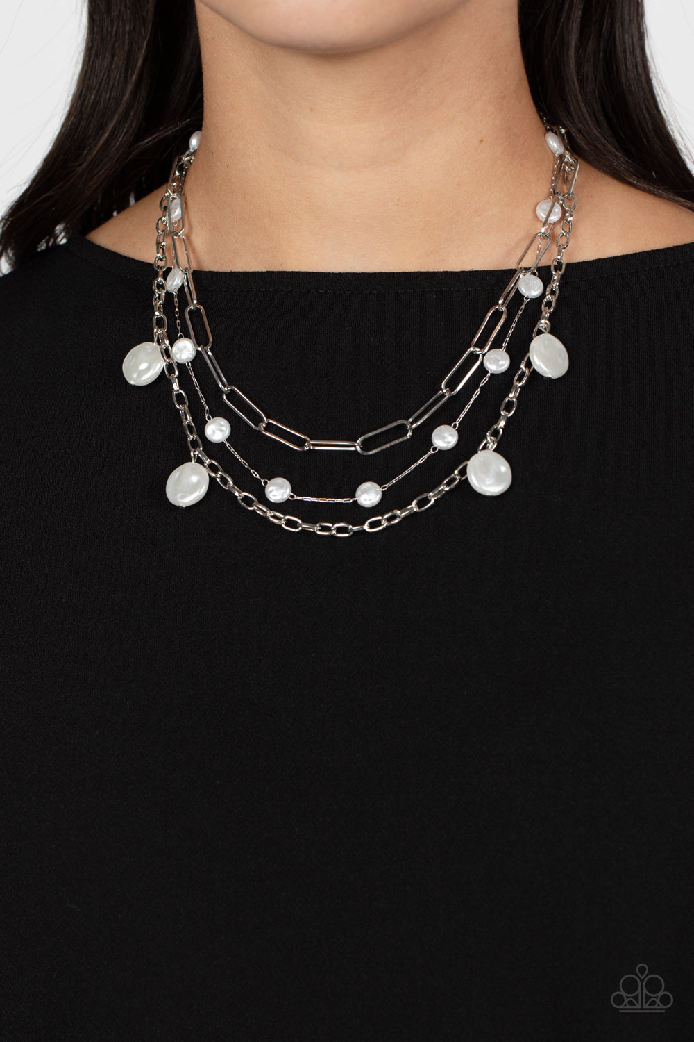 Blissful Ballad - Silver with White Necklace