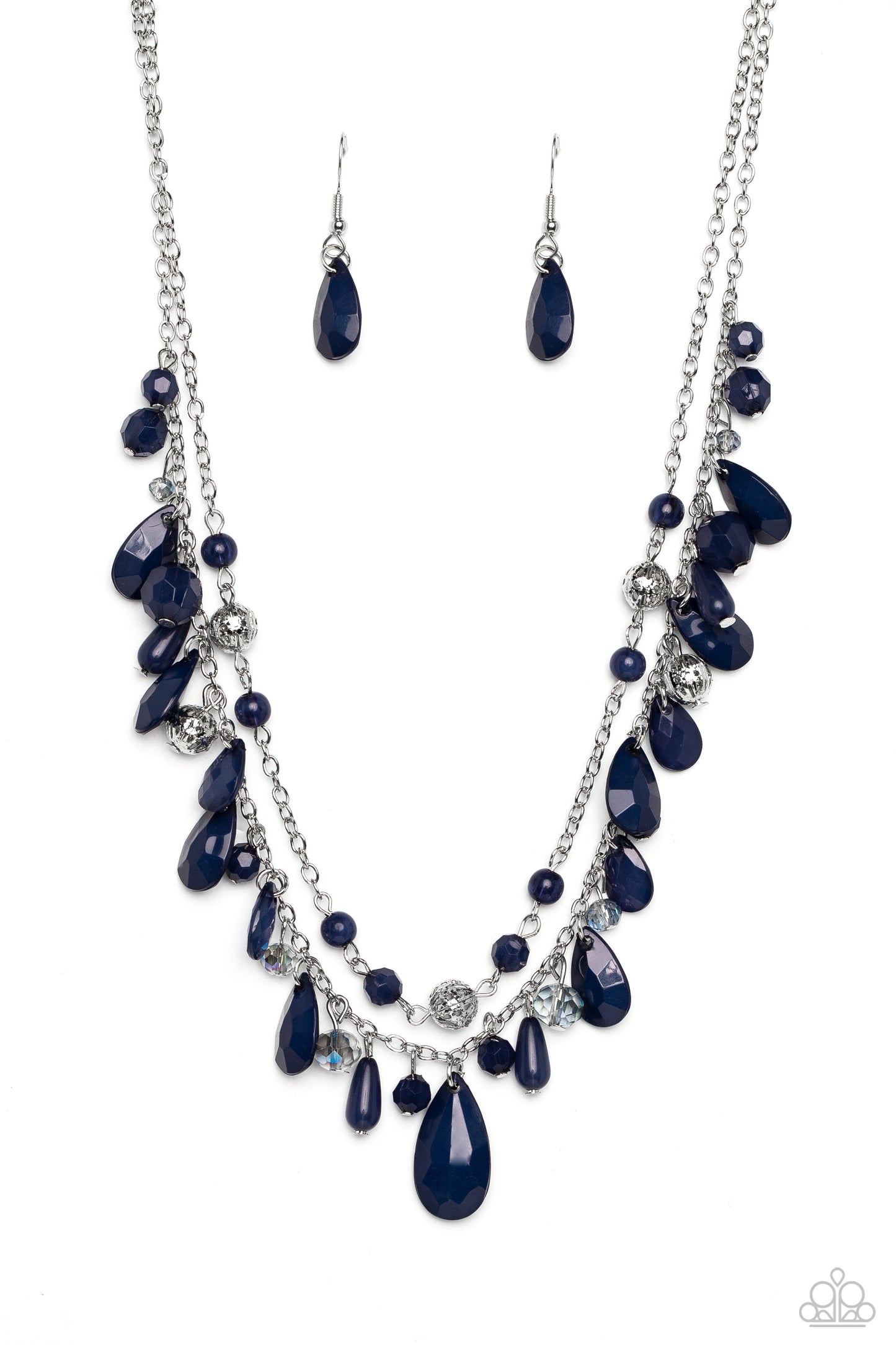 Flirty Flood - Silver w/Navy Blue Necklace
