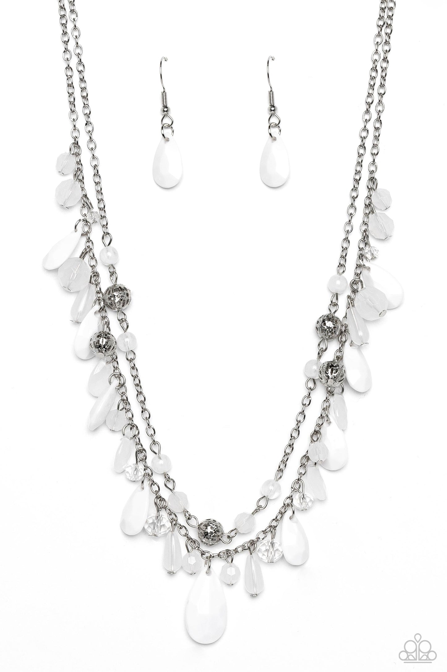 Flirty Flood Necklace - Silver w/White