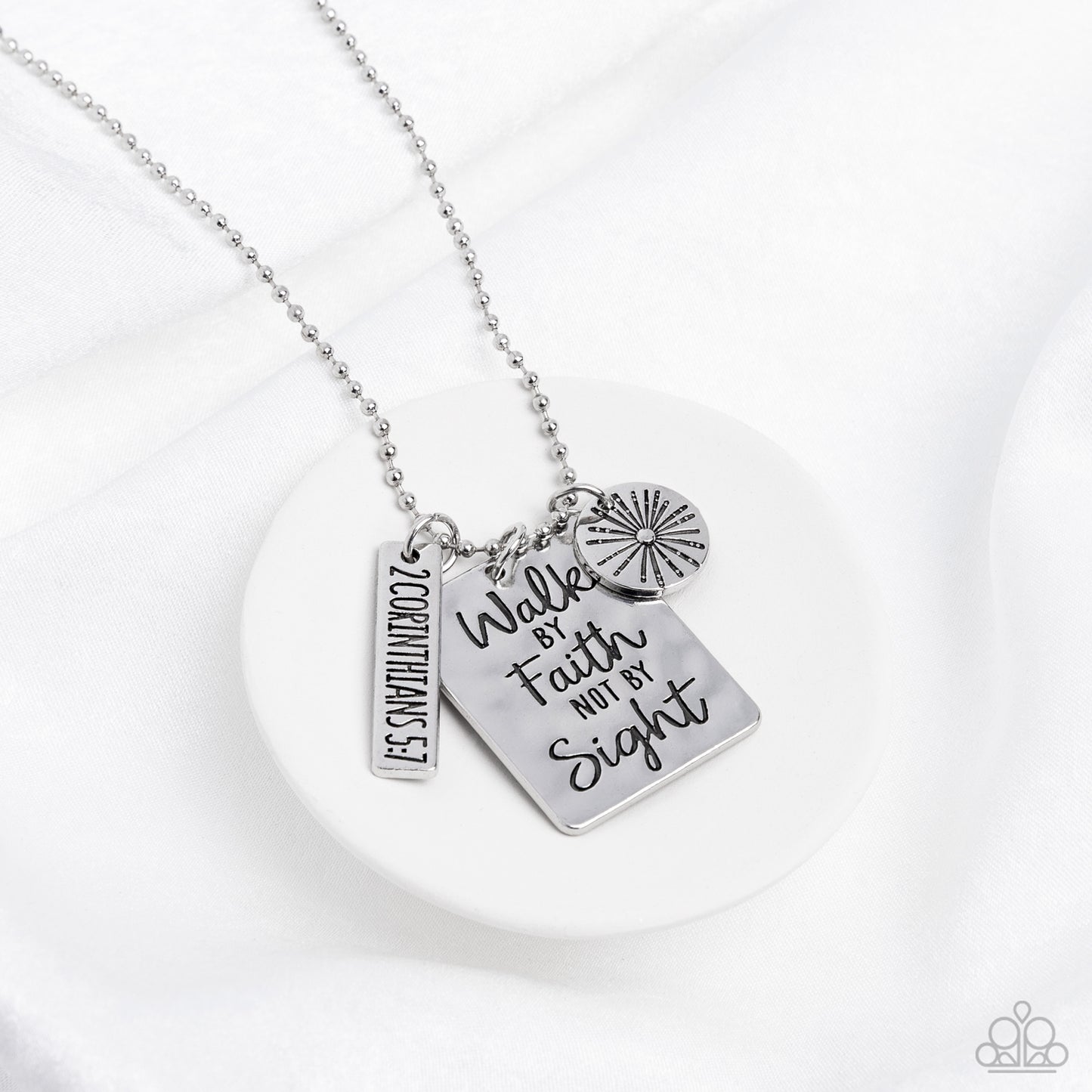 Sunshine Sight - Silver Necklace - "Walk by Faith"