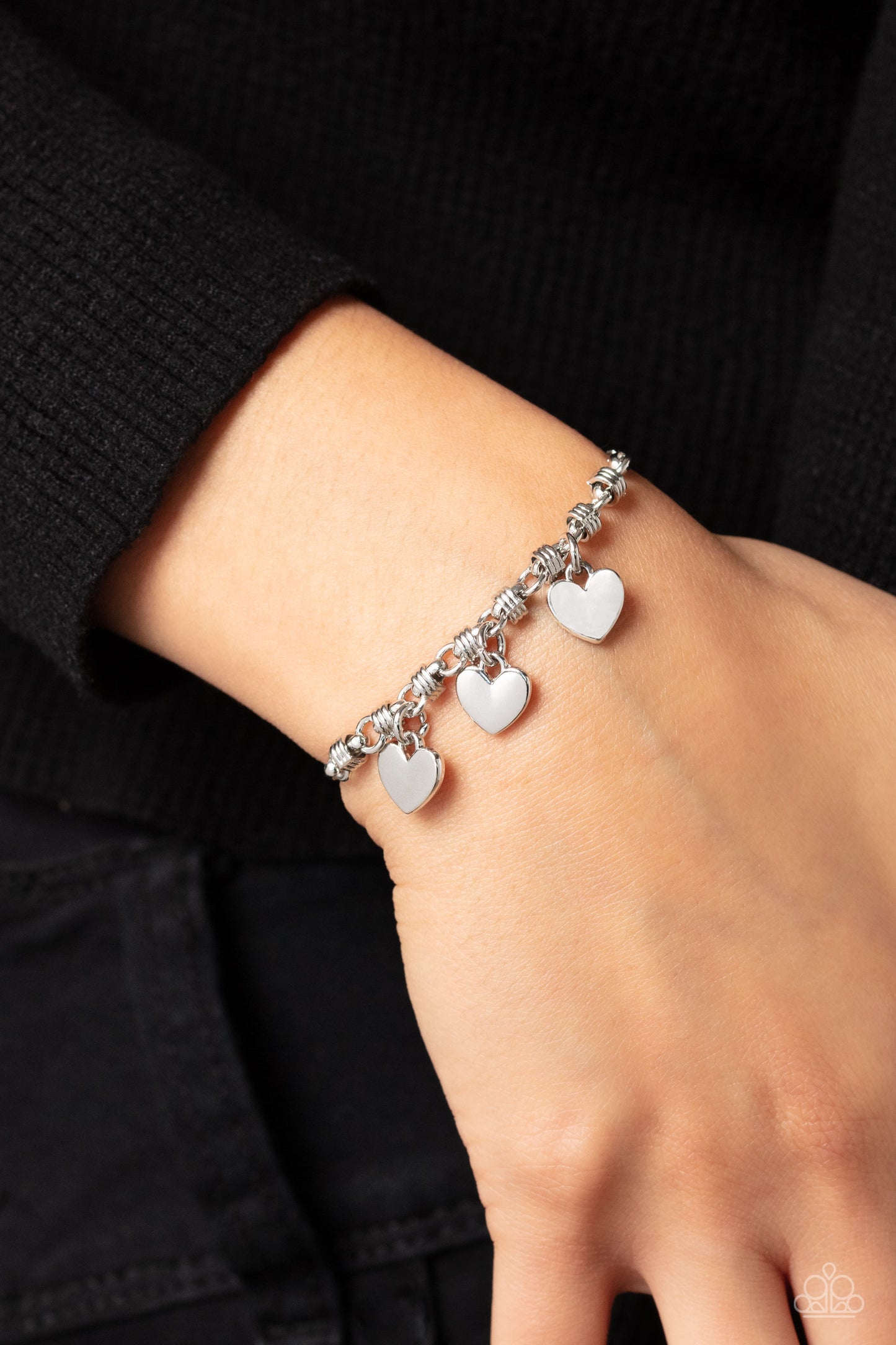 Romance Tale - Silver Bracelet -Hearts