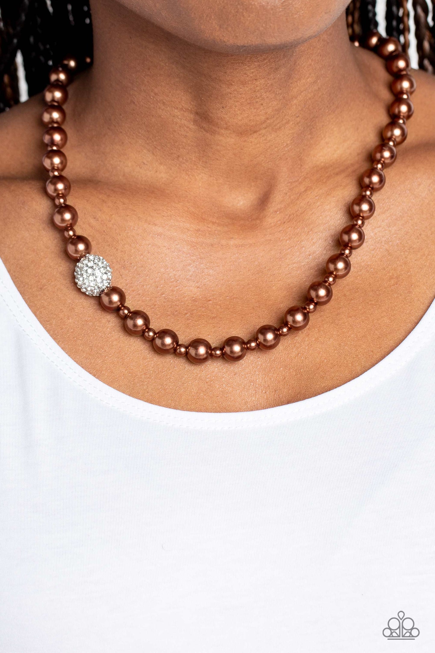 Countess Chic Necklace- Brown Pearls