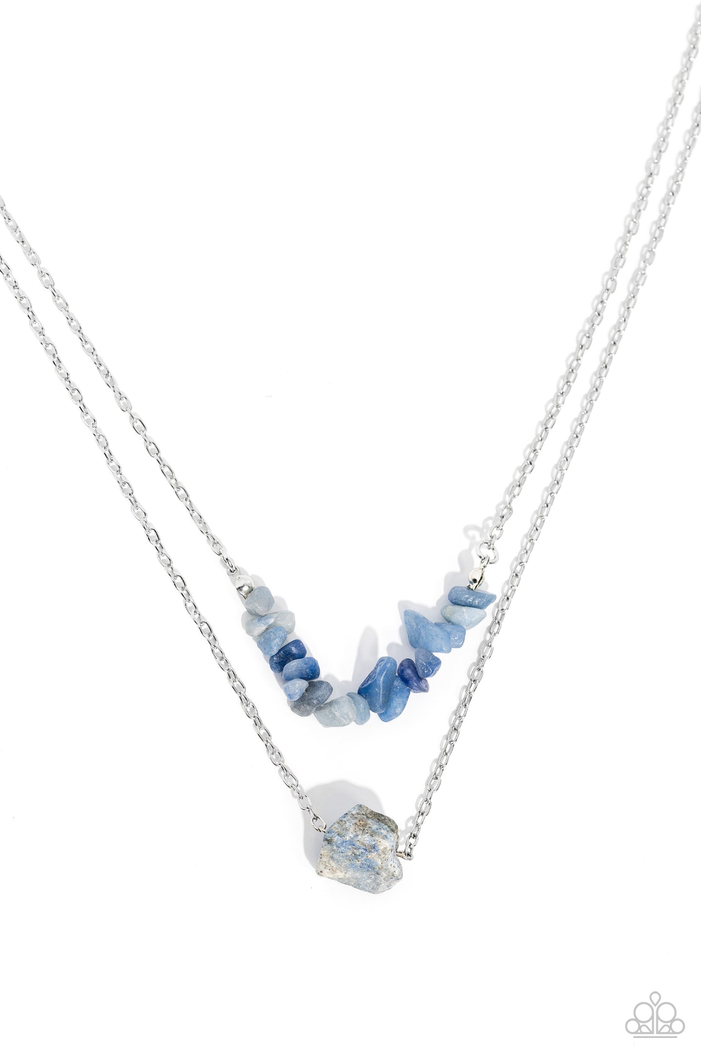 Chiseled Caliber Necklace - Silver w/Blue