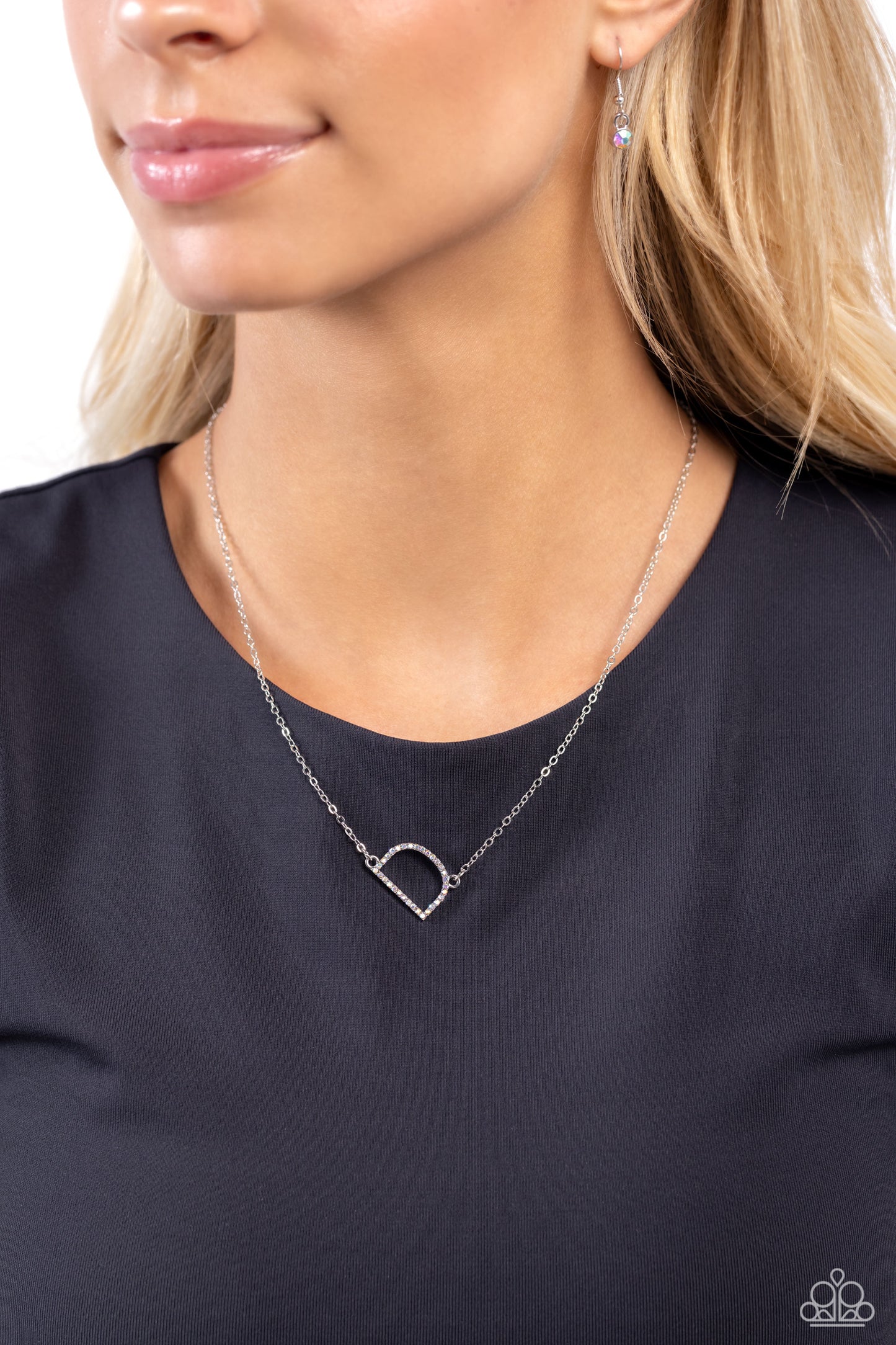 INITIALLY Yours Necklace - D - Silver w/iridescent rhinestones