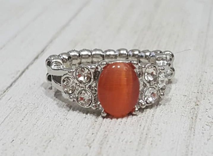 Extra Spark Tacular Orange Stone Silver Ring