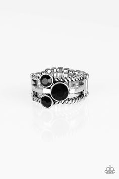 Head in the Stars black ring silver band Ring