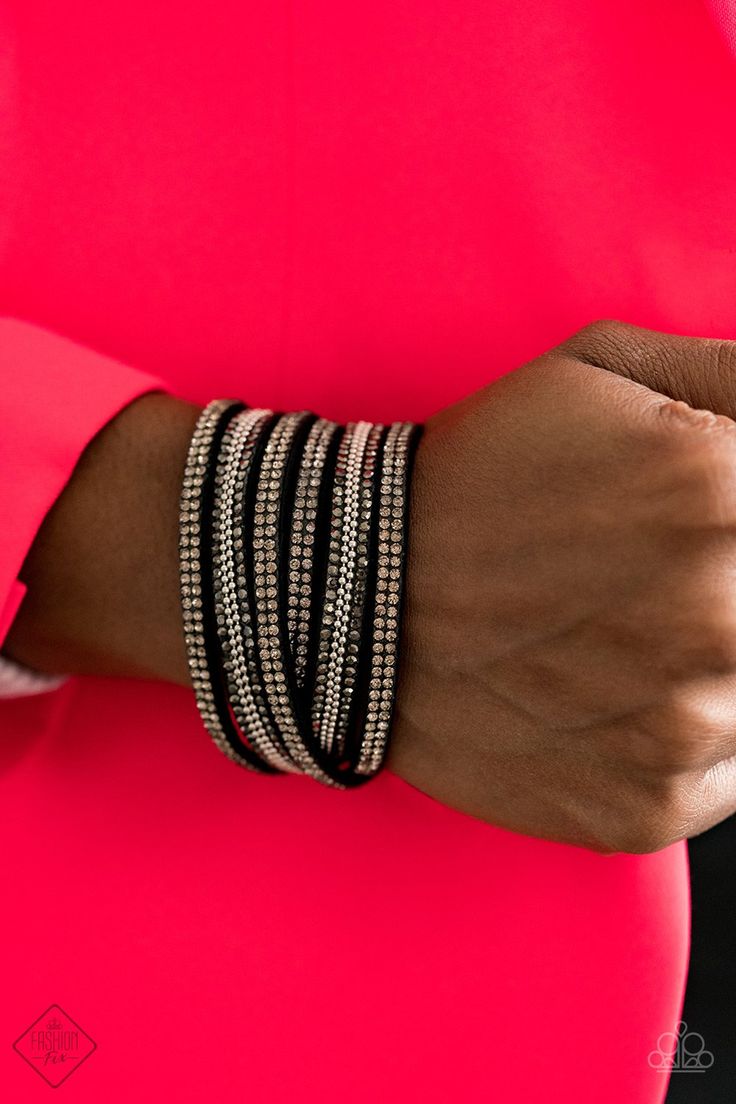 Royal Razzle Black with brown Rhinestone Wrap Bracelet FF