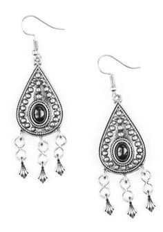 Sahara Song Silver with Black Stone Earrings