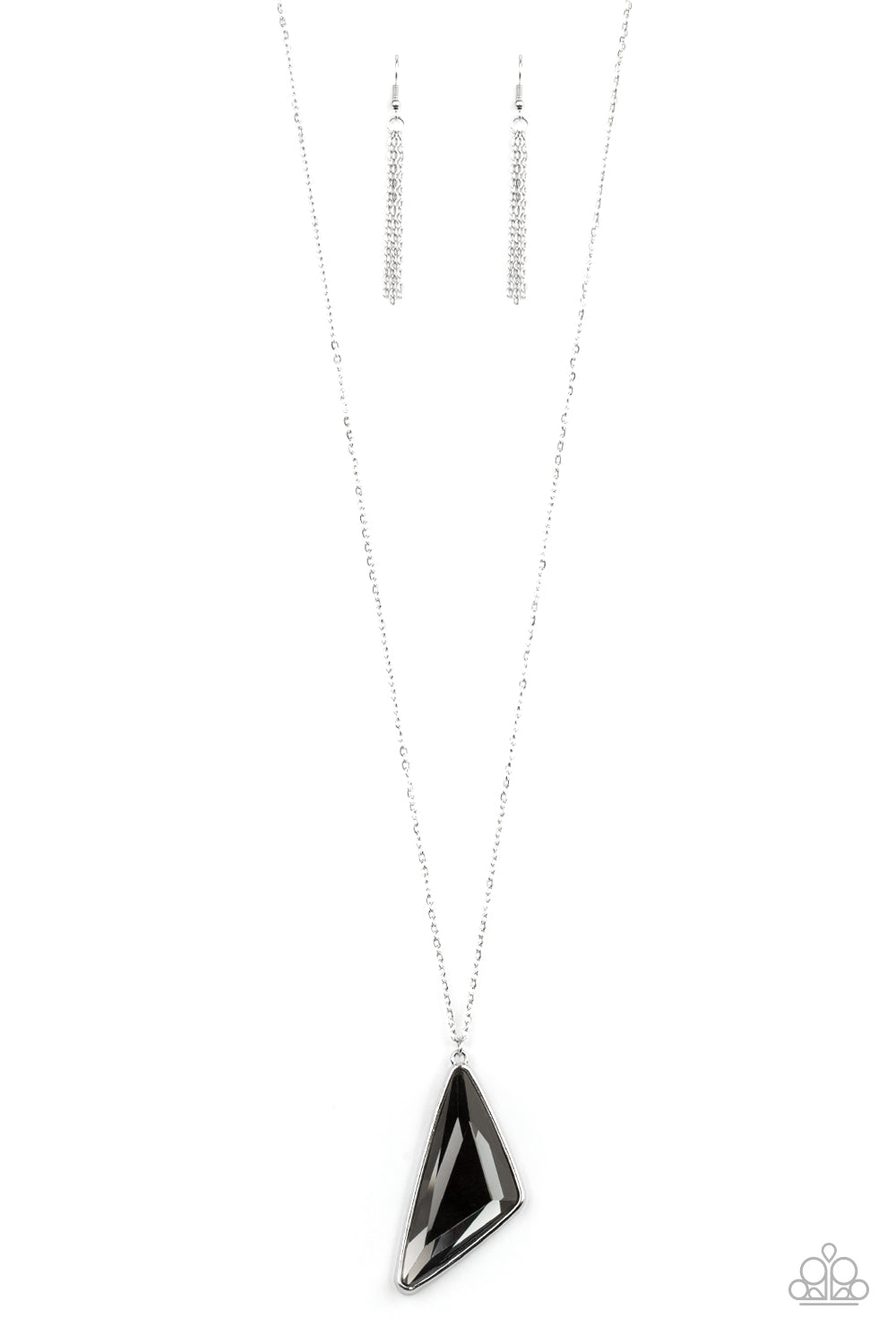 Ultra Sharp Silver with Black Stone Necklace
