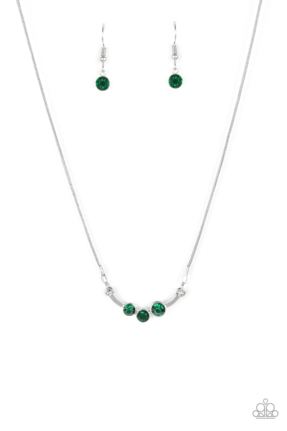 Sparkling Stargazer - Silver w/Green Gems Necklace
