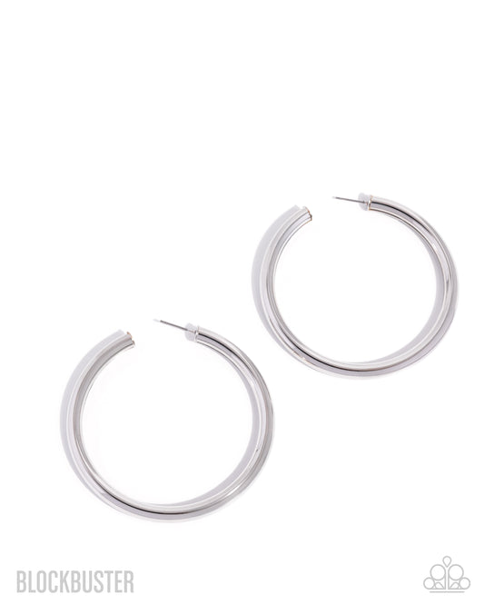 Curve Ball - Silver Earring