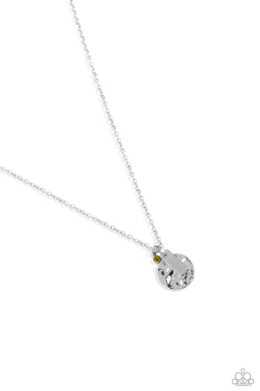 Minimal EFFORTLESS Necklace - Silver w/Green