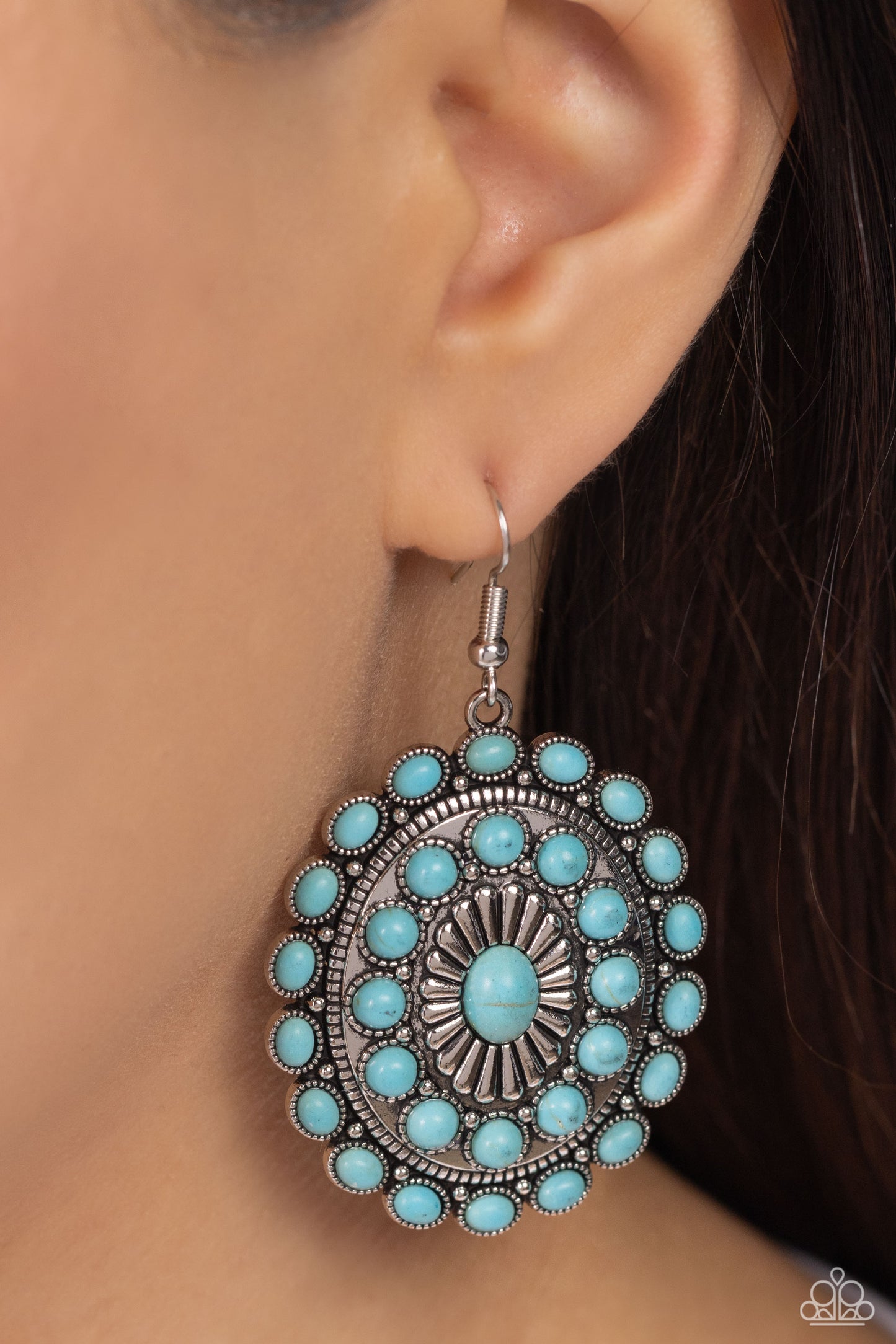 Bohemian Badlands - Silver w/Blue Turquoise Stones Earrings