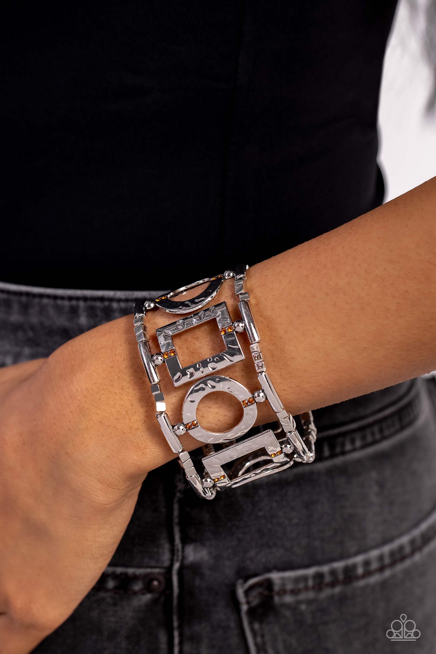 Framed and Fabulous - Silver w/Brown Bracelet