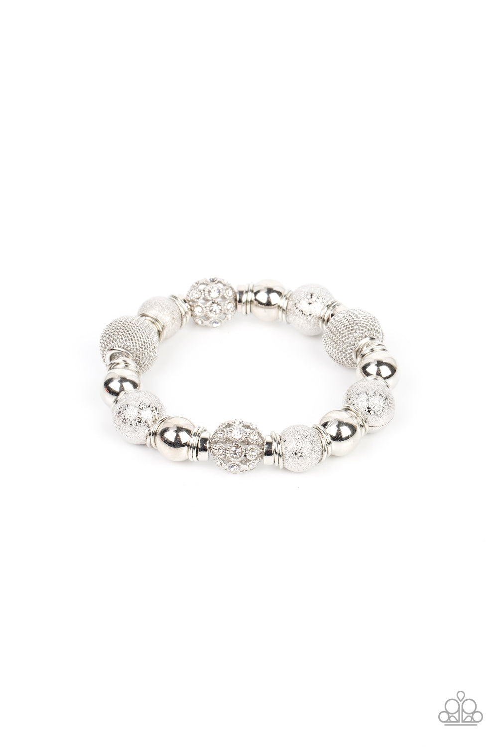 We Totally Mesh - Silver w/White Rhinestones Bracelet