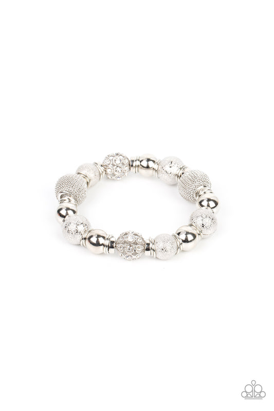 We Totally Mesh - Silver w/White Rhinestones Bracelet