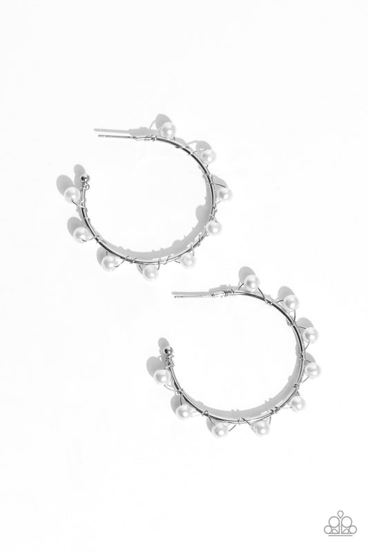 Night at the Gala Earrings - Silver w/White Pearls