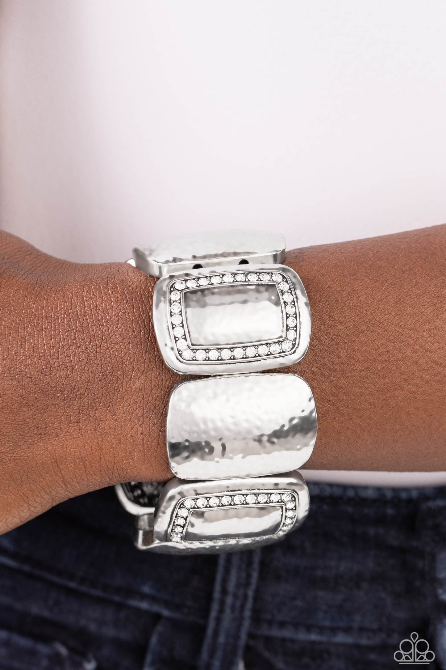Refined Radiance Bracelet -Silver w/White Rhinestones