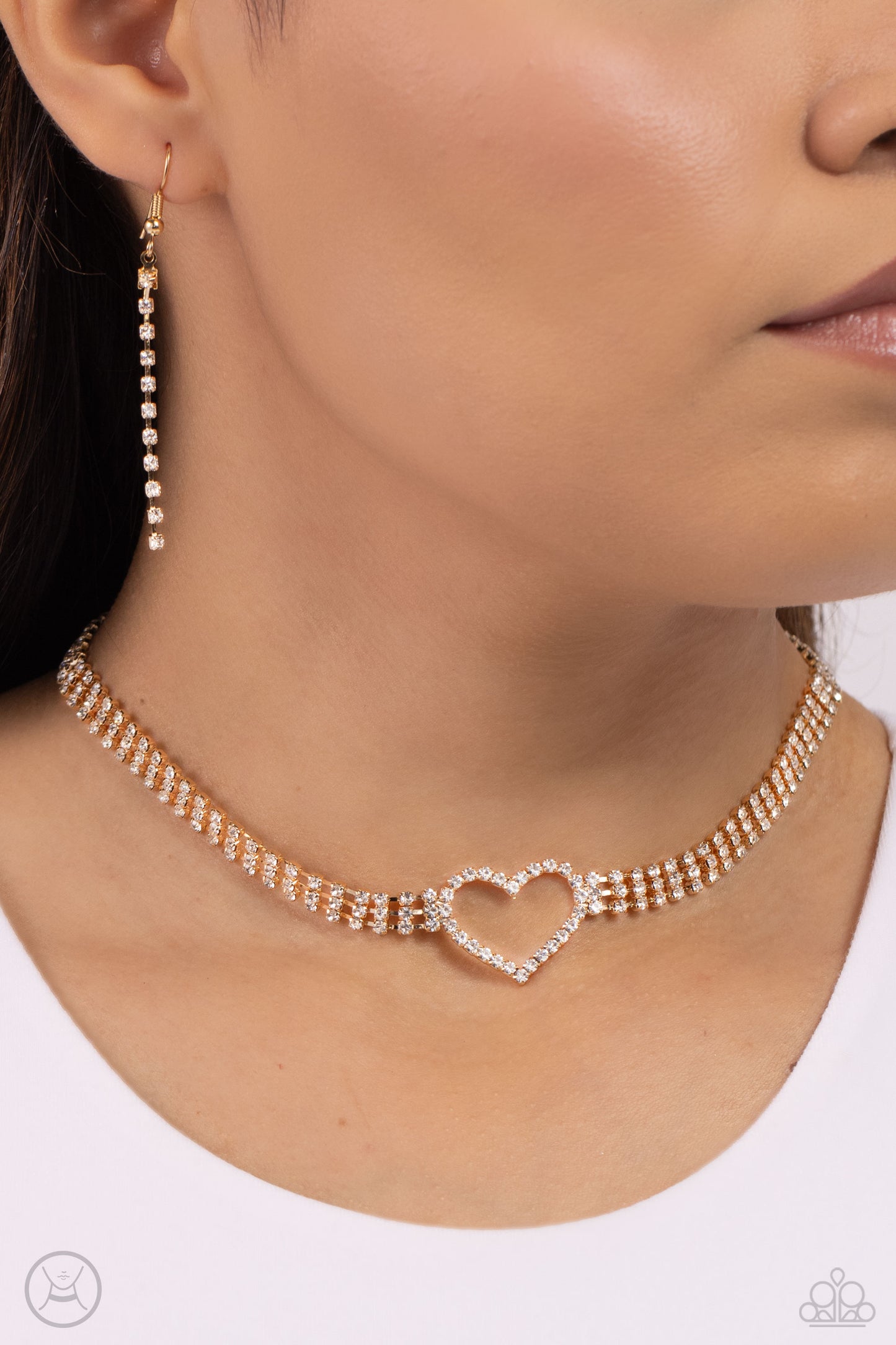 Rows of Romance - Gold Heart Necklace