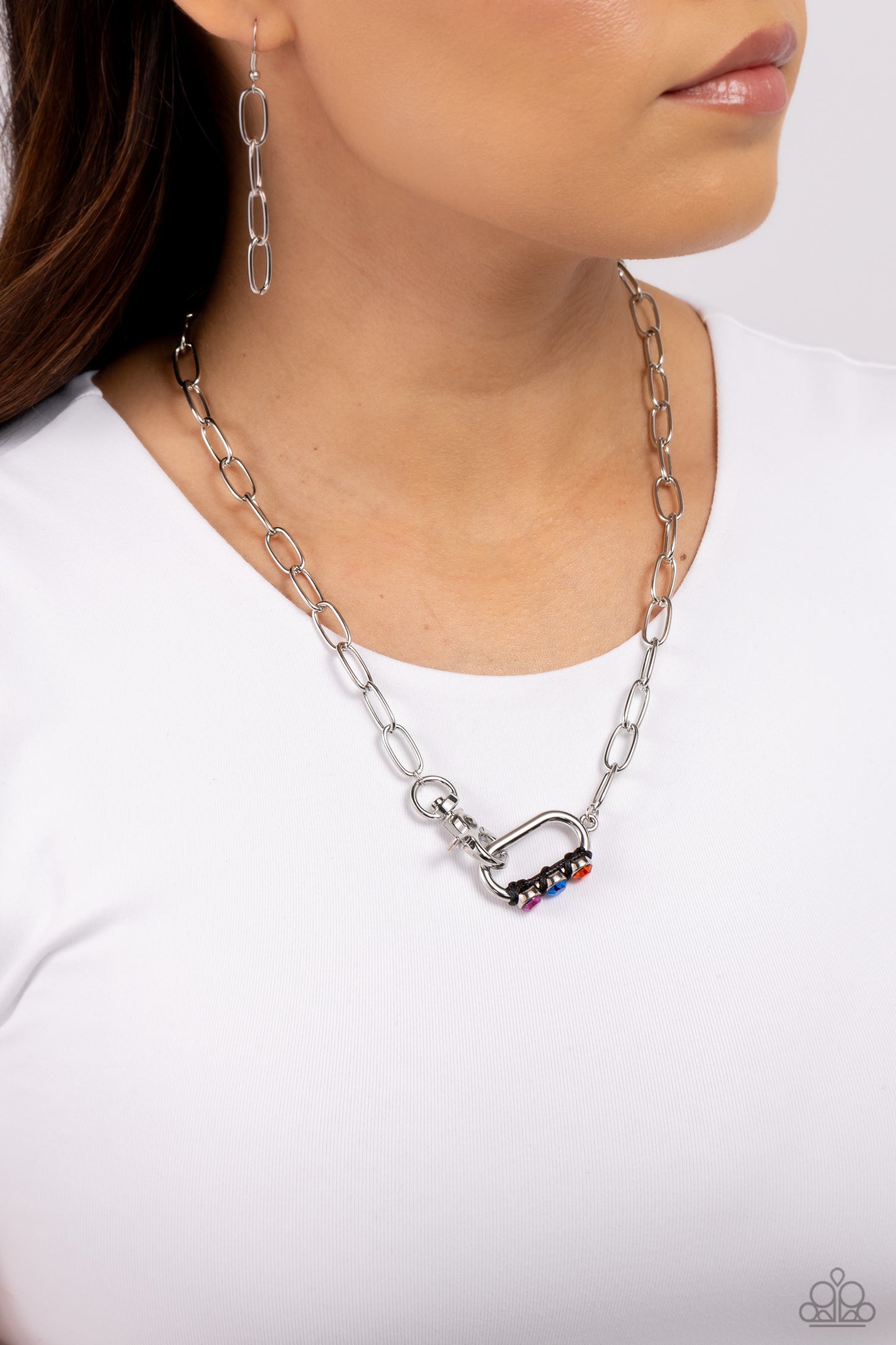 Dont Want to Miss a STRING - Silver w/Multi Necklace