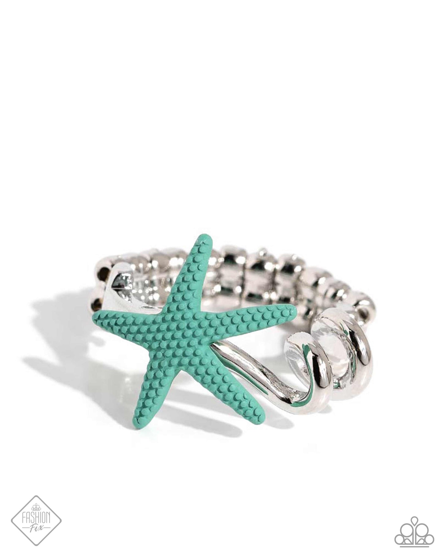 Wish Upon A STARFISH - Silver w/Tealgreen Ring