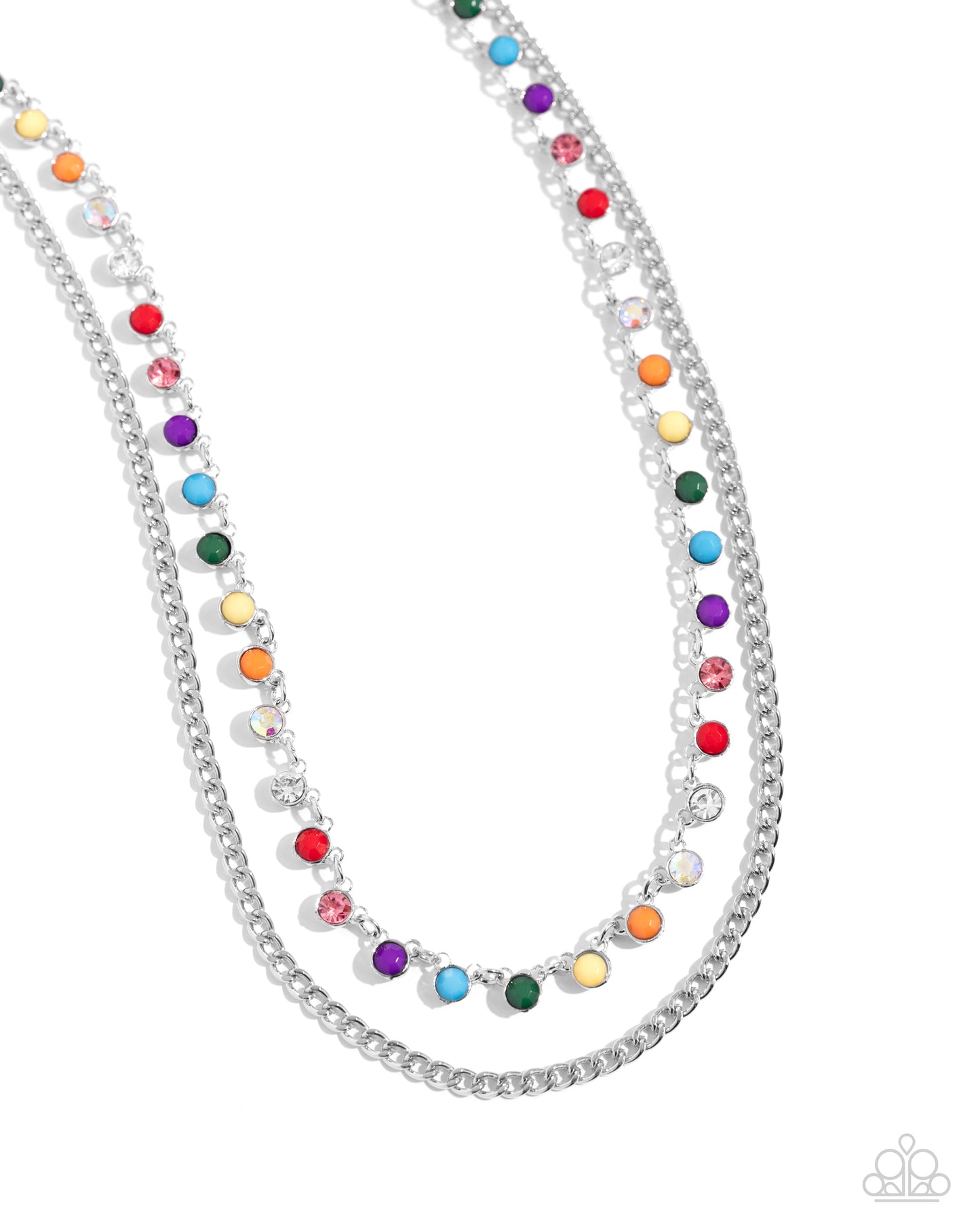 Delicate Dame - Silver w/Multi Color Gems Necklace