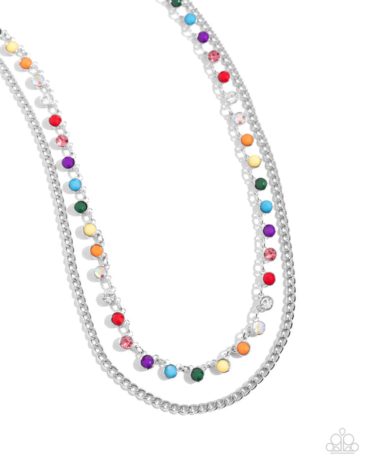 Delicate Dame - Silver w/Multi Color Gems Necklace