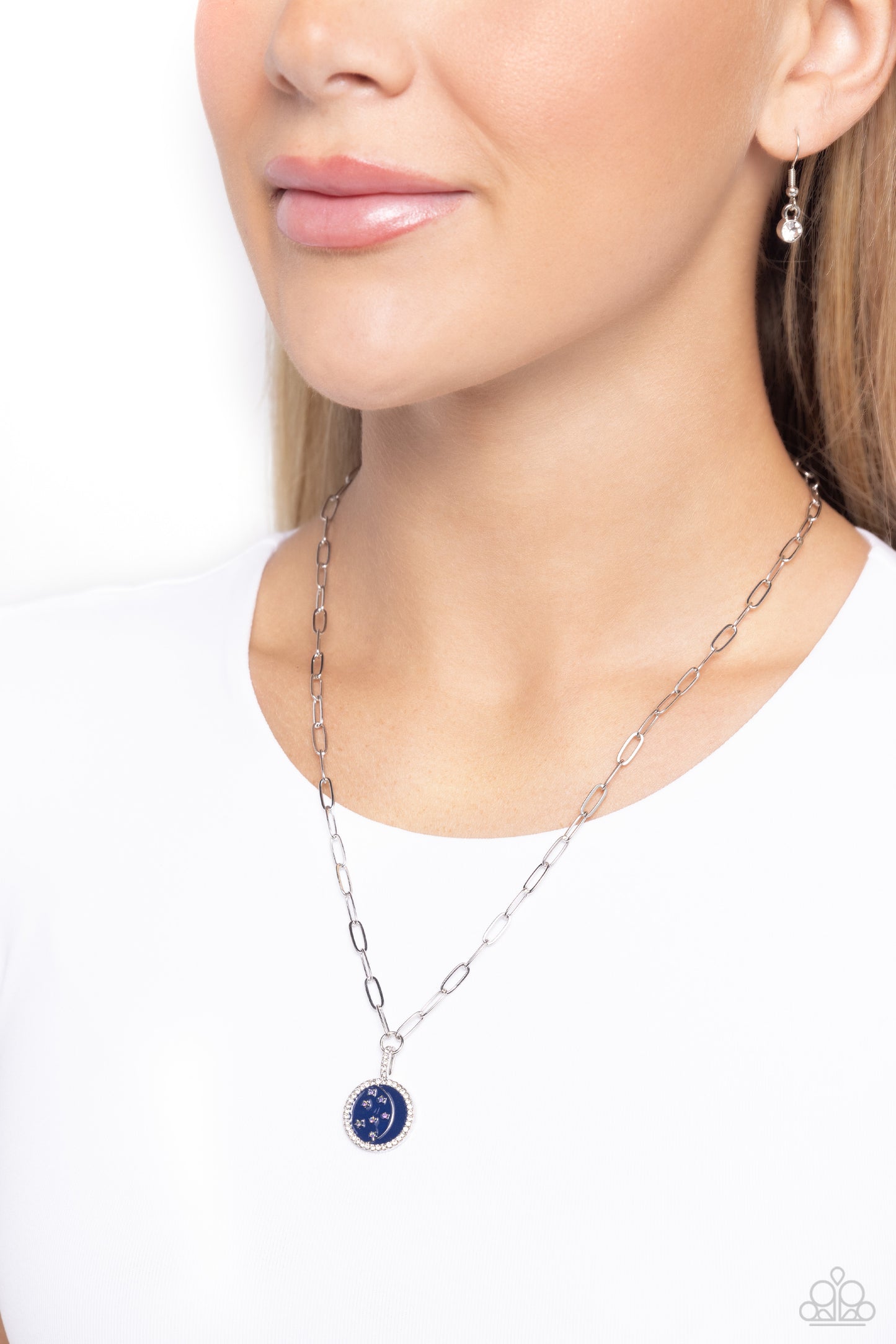 Lunar Liaison - Silver w/Navy Blue Necklace