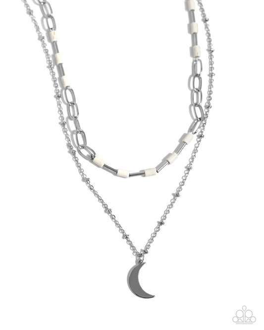 Lunar Lucidity - Silver w/White Stone Necklace