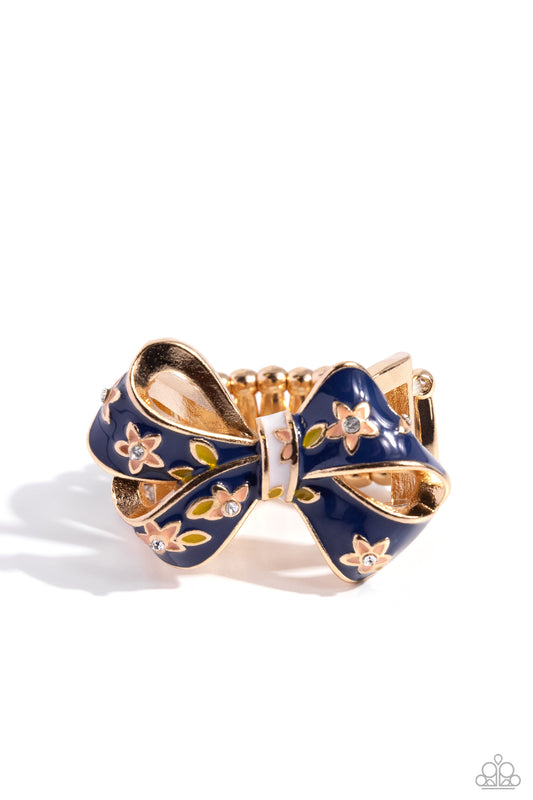 BOW Caution to the Wind - Gold & Navy Blue Ring