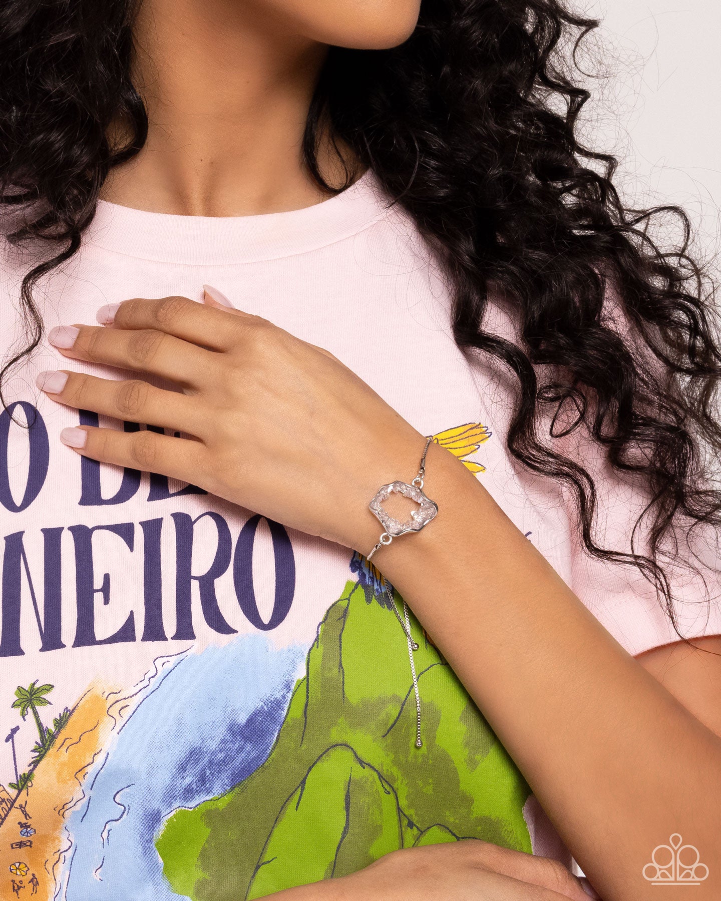 Geode Greeting - Silver w/Pink Bracelet