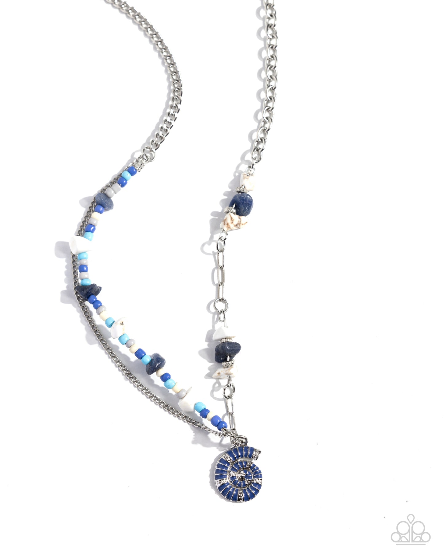 Spiraling Seafloor - Silver w/Blue Necklace