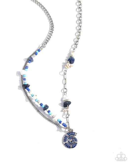 Spiraling Seafloor - Silver w/Blue Necklace