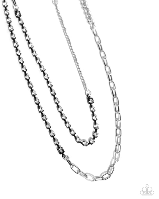 Boxy Brilliance - Silver w/Black Necklace