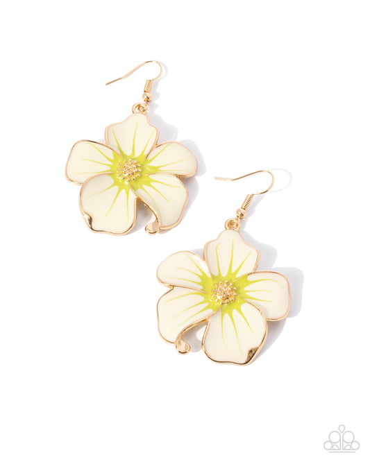 Floral Flavor - Gold w/yellow Flower Earrings
