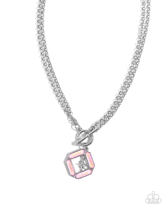 Compass Cadenza - Silver w/Pink Necklace
