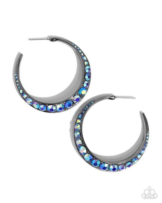Embedded Edge - Gunmetal w/Blue Earring