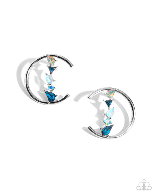 Pronged Patchwork - Silver w/Blue Earrings