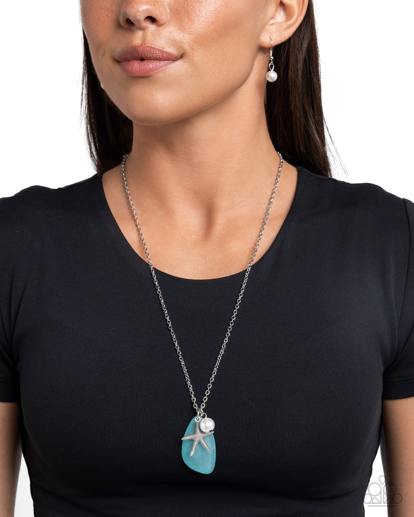 Sea Glass Stash - Silver w/Blue Necklace