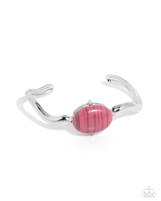Striped Sensation - Silver w/Pink Bracelet