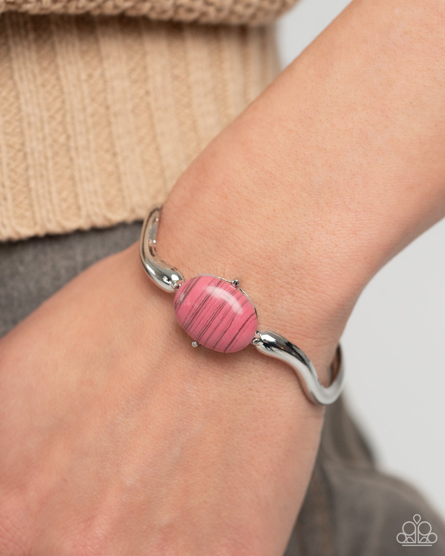 Striped Sensation - Silver w/Pink Bracelet