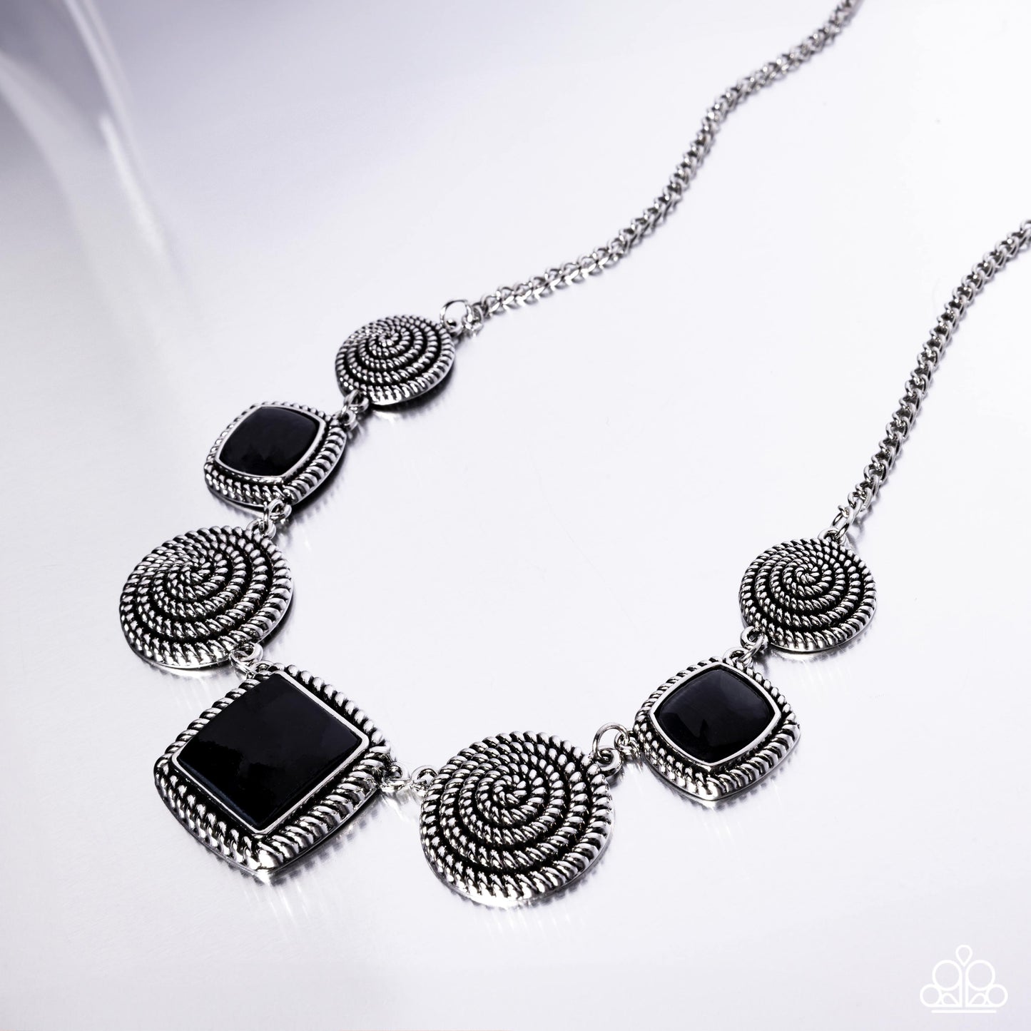 Spiral Sass - Silver w/Black Necklace