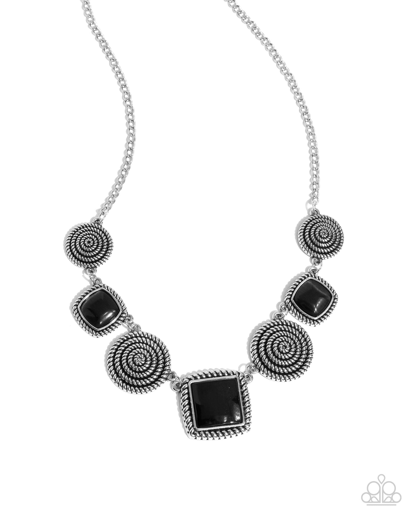 Spiral Sass - Silver w/Black Necklace