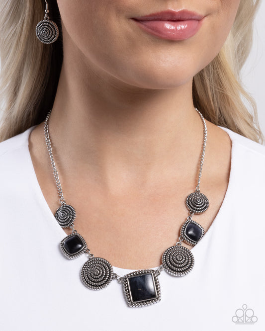 Spiral Sass - Silver w/Black Necklace