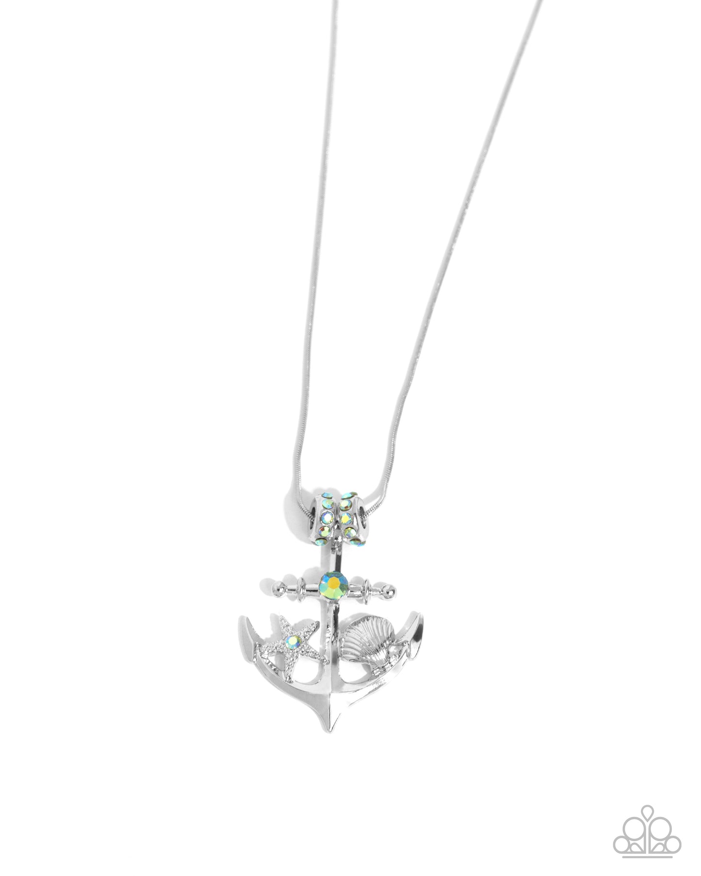 Anchored Accent -  Silver w/Green Anchor Necklace