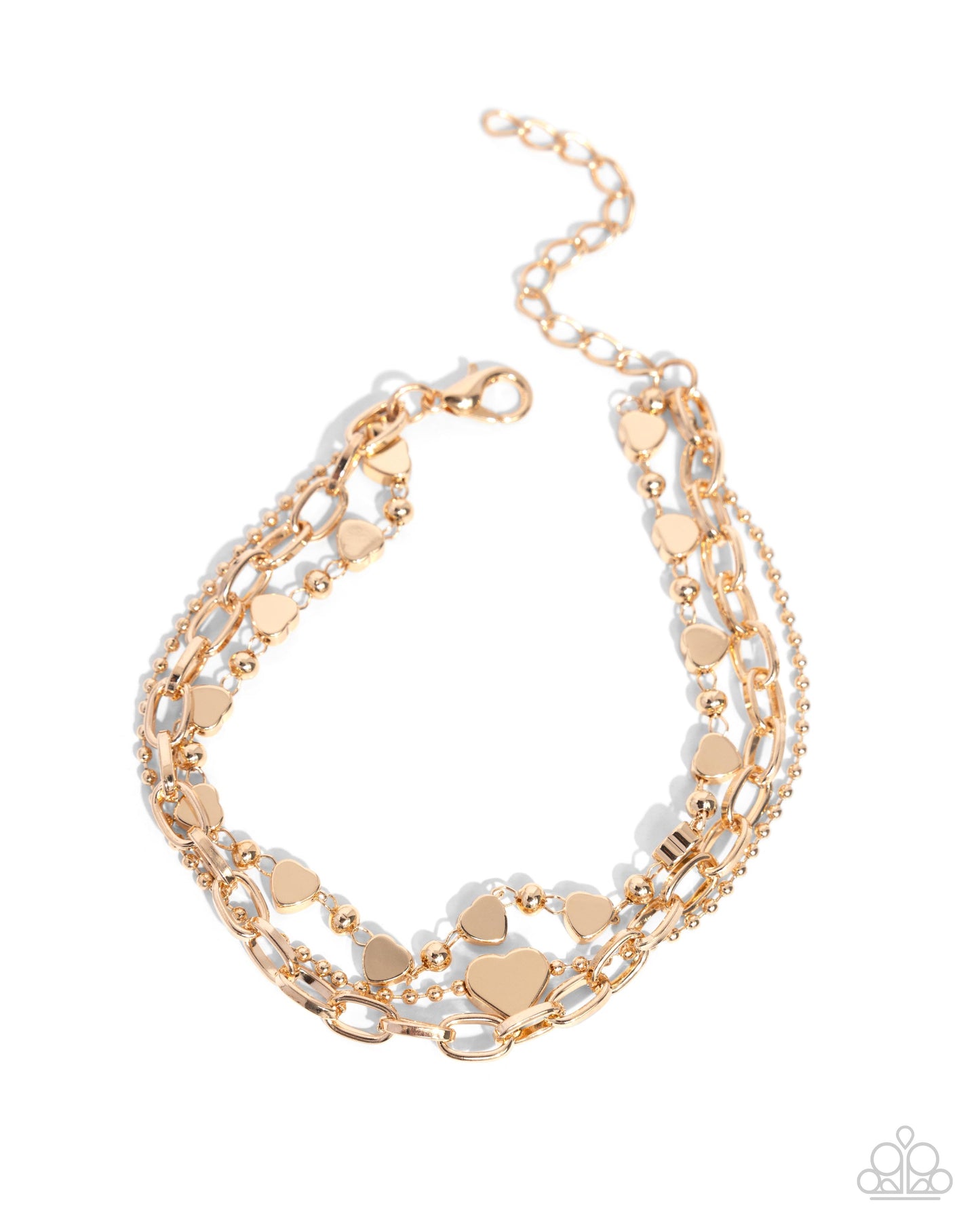 Endearing Ending - Gold w/hearts Bracelet