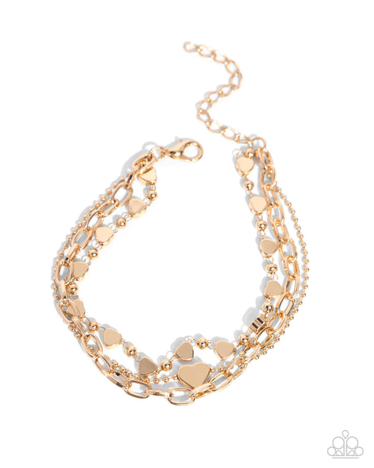 Endearing Ending - Gold w/hearts Bracelet