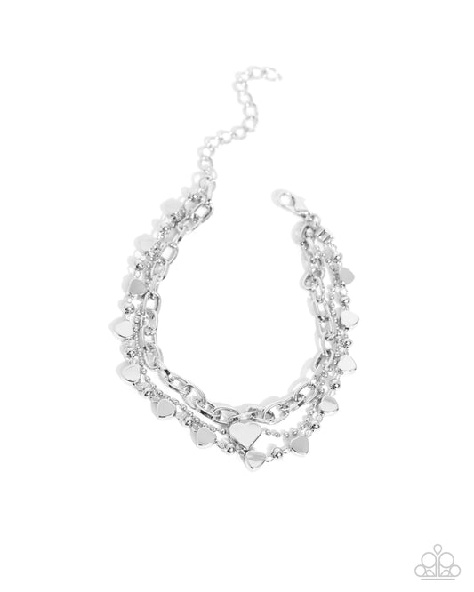 Endearing Ending - Silver w/Hearts Bracelet